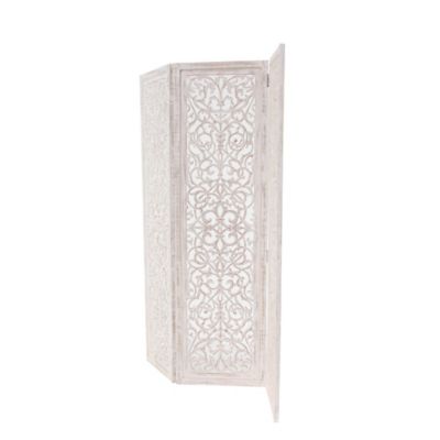 Image showing  White Mango Wood Farmhouse Room Divider Screen, 69 in. x 60 in. x 1 in.