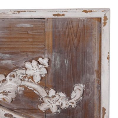 Image showing  Brown Wood Carved Acanthus Floral Wall Mirror 33" x 2" x 43", 51790