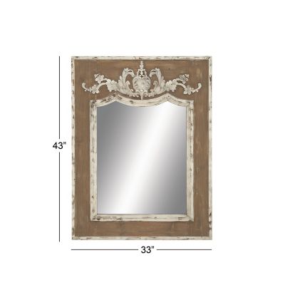 Image showing  Brown Wood Carved Acanthus Floral Wall Mirror 33" x 2" x 43", 51790