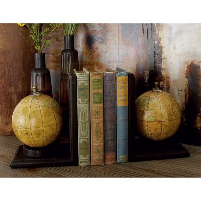 Harper & Willow Rustic Brown Wood and Resin L-Shaped Bookends, 8 in., 2-Pack