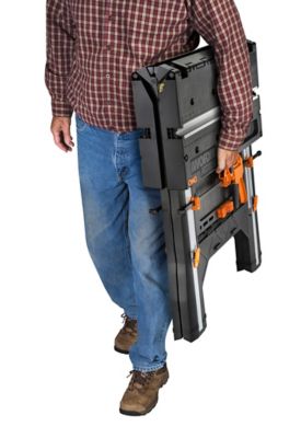 Image showing 7 th WORX 32 in. x 25 in. x 31 in. 1,000 lb. Capacity Pegasus Folding Work Table and Sawhorse with 2 Quick Clamps and 4 Clamp Dogs