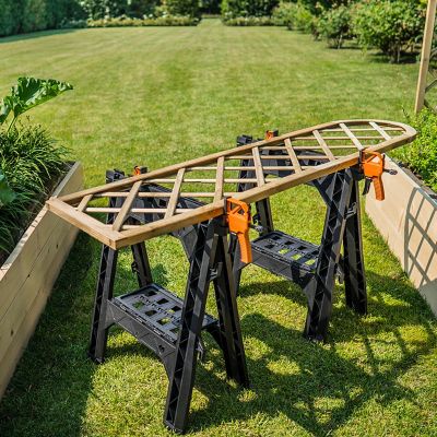 Image showing 8 th WORX 27 in. x 32 in. 1,000 lb. Capacity Clamping Sawhorses, 2-Pack