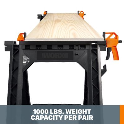 Image showing 9 th WORX 27 in. x 32 in. 1,000 lb. Capacity Clamping Sawhorses, 2-Pack