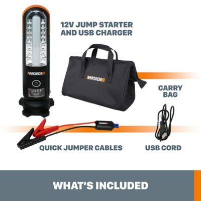 Image showing 9 th WORX 500A Peak Multi-Function Portable Car Jump Starter with LED Lights for Gasoline Engines to 4 L and Diesel Engines to 3 L