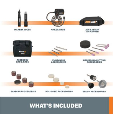 Image showing  20V MakerX Power Share Kit with Rotary Tool and Hot Air Pen