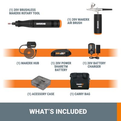 Image showing  20V MakerX Power Sharekit with Rotary Tool and Air Brush