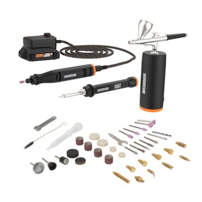 Image showing  20V MakerX Power Share Kit with Rotary Tool, Soldering Iron and Air Brush in Carry Bag