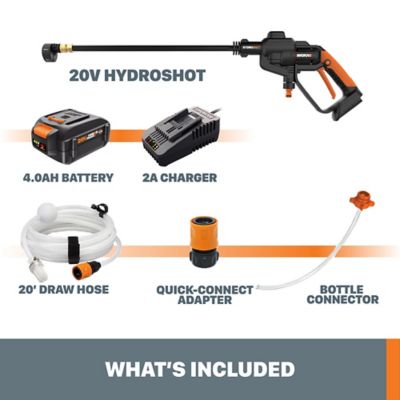 Image showing  320 PSI 0.53 GPM Cordless Electric Cold Water 20V Hydroshot Portable Power Cleaner, 4Ah Battery and Charger Included