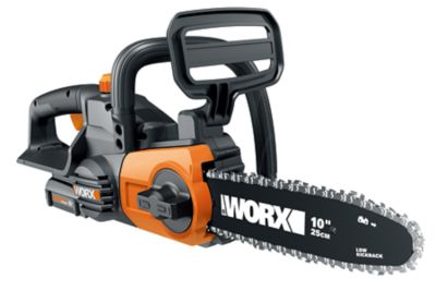 WORX 10 in. 20V Lithium-Ion Cordless Chainsaw, Battery Indicator and Patented Auto Chain Tension System, WG322