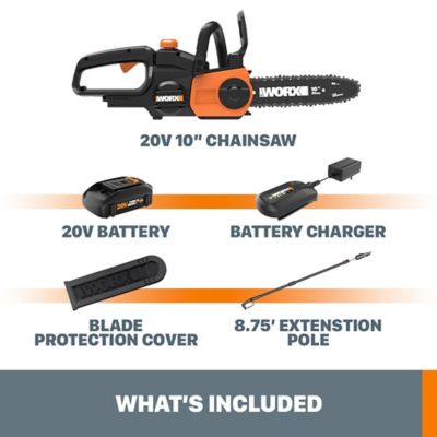 Image showing 7 th WORX 10 in. 20V Cordless Pole Saw, Battery and Charger Included