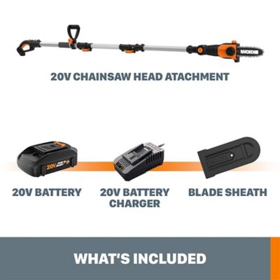 Image showing 7 th WORX 8 in. 20V Cordless Pole Saw, Battery and Charger Included, 0.043 in. Gauge, 3/8 in. Pitch