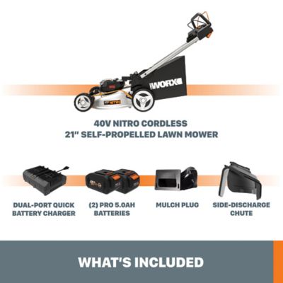Image showing 5 th WORX 20 in. 40V Cordless Electric Nitro Self-Propelled Push Lawn Mower