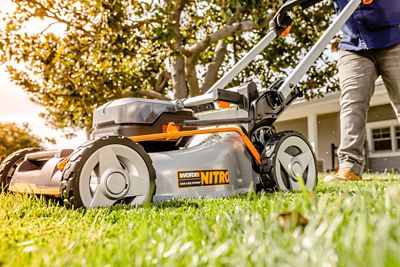Image showing 9 th WORX 20 in. 40V Cordless Electric Nitro Self-Propelled Push Lawn Mower