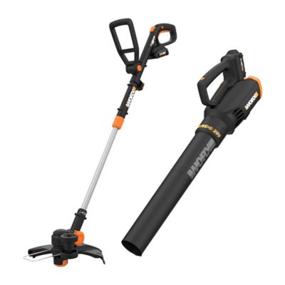 WORX 12 in. Cordless 20V Trimmer/Edger and Turbine Blower Combo Kit, 2.0Ah Batteries and Dual-Quick Charger Included