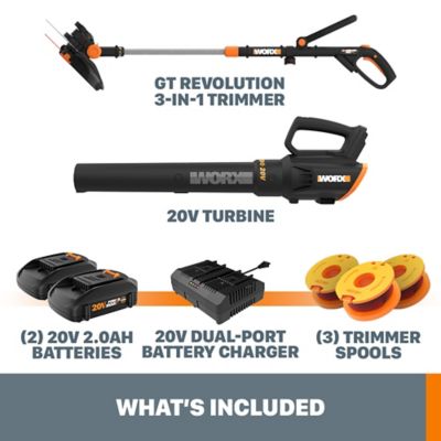 Image showing 5 th WORX 12 in. 20V Straight Shaft Cordless String Trimmer/Edger and Turbine Blower Combo Kit, Battery and Charger Included