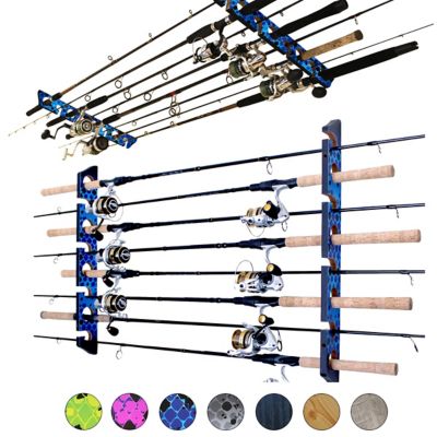 Rush Creek Creations Fishing Rod Ceiling or Wall Rack, Blue