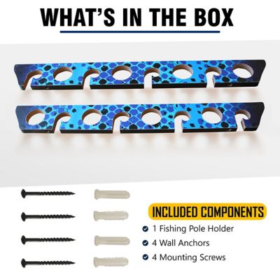 Image showing 7 th Rush Creek Creations Fishing Rod Ceiling or Wall Rack, Blue