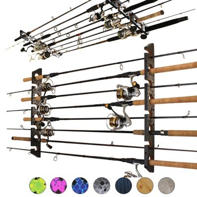 Rush Creek Creations Gray 8-Fishing Rod Capacity Wall or Ceiling Storage Rack with Stress-Free Mounting