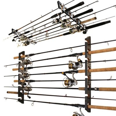 Image showing  Gray 8-Fishing Rod Capacity Wall or Ceiling Storage Rack with Stress-Free Mounting