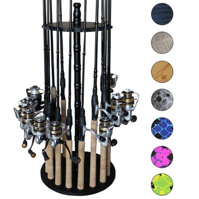 Rush Creek Creations Round Fishing Rack with Wood Post, Black