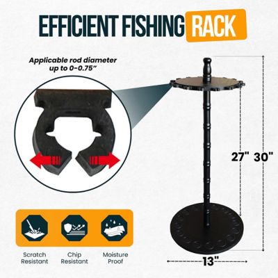 Image showing  Round Fishing Rack with Wood Post, Black