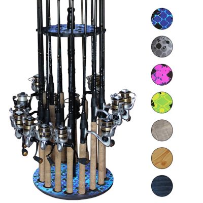 Rush Creek Creations Round Fishing Rack with Wood Post, Deep Blue