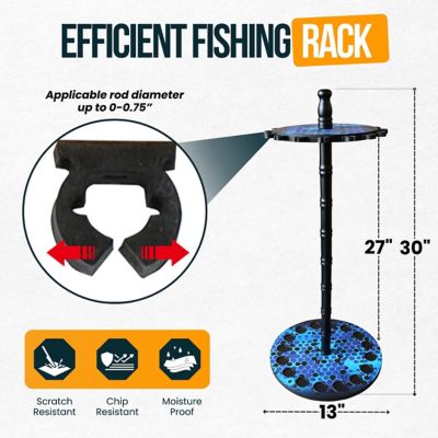 Image showing  Round Fishing Rack with Wood Post, Deep Blue