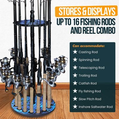 Image showing  Round Fishing Rack with Wood Post, Deep Blue