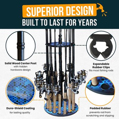 Image showing  Round Fishing Rack with Wood Post, Deep Blue