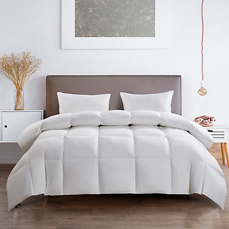 Serta White Goose Feather and White Goose Down Fiber Comforter, 233 Thread Count, Extra Warmth