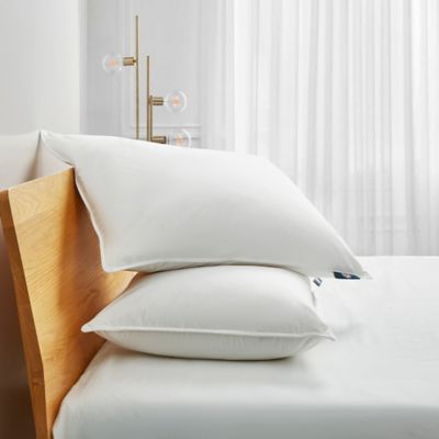 Image showing  White Goose Feather and White Goose Down Fiber Bed Pillows, Back Sleeper, 233 Thread Count