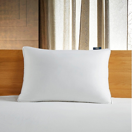 Serta White Down Fiber Bed Pillow, Side Sleeper, 300 Thread Count