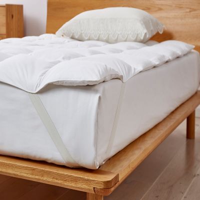 Image showing  240 Thread Count Cotton White Goose Feather and Down Fiber Featherbed Mattress Topper