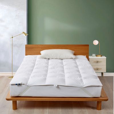 Serta 240 Thread Count Cotton White Goose Feather and Down Fiber Featherbed Mattress Topper