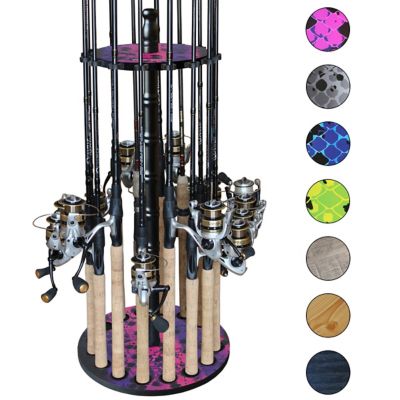 Rush Creek Creations Round Fishing Rack with Wood Post, Pink/Blue