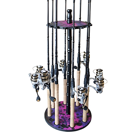 Rush Creek Creations Round Fishing Rack with Wood Post, Pink/Blue