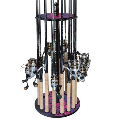 Image showing  Round Fishing Rack with Wood Post, Pink/Blue