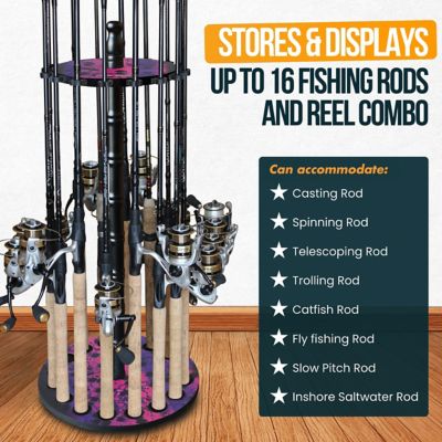 Image showing  Round Fishing Rack with Wood Post, Pink/Blue
