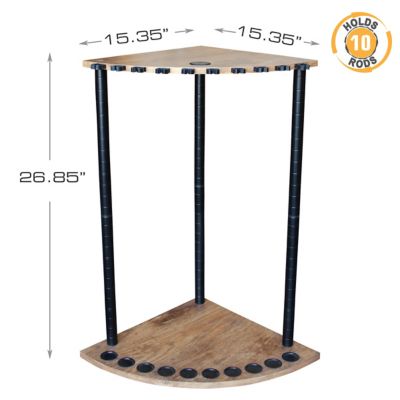 Image showing  10-Fishing Rod Holder Corner Storage Rack with Stress-Free Assembly, American Cherry