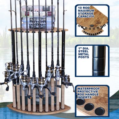 Image showing  10-Fishing Rod Holder Corner Storage Rack with Stress-Free Assembly, American Cherry