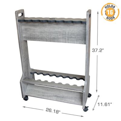 Image showing  Double-Sided Fishing Rod Rolling Storage Rack, Barn Wood