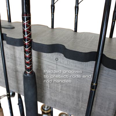 Image showing  Double-Sided Fishing Rod Rolling Storage Rack, Barn Wood