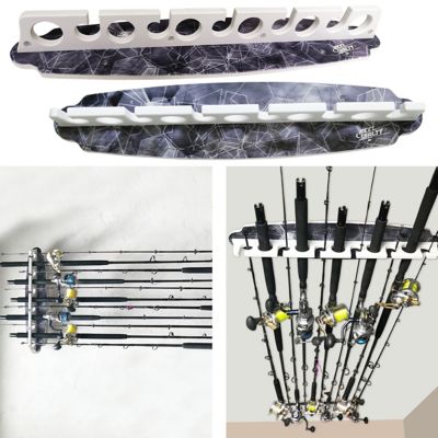 Image showing 6 th Rush Creek Creations 11-Rod Saltwater Fishing Rod Wall Rack, Gray