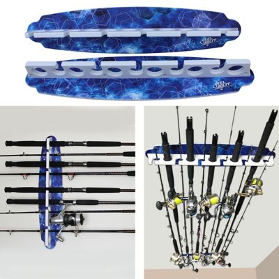 Rush Creek Creations 11-Rod Saltwater Rod Wall Rack, Blue