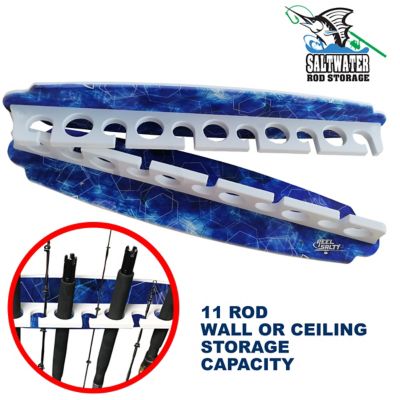 Image showing  11-Rod Saltwater Rod Wall Rack, Blue