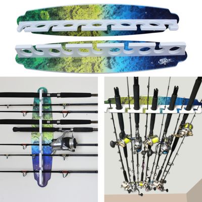 Rush Creek Creations 11-Rod Saltwater Fishing Rod Wall Rack, Mahi