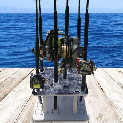 Image showing  10-Rod Saltwater Bent Butt Floor Fishing Rod Storage Rack