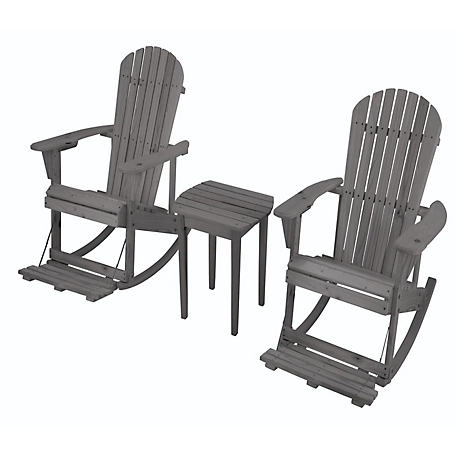 W Unlimited Zero Gravity Collection Adirondack Rocker with Built-In Footrest, Includes 2 Rockers and 1 End Table