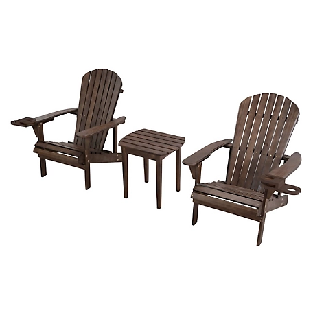 W Unlimited Earth Collection Adirondack Chair with Phone and Cup Holder Set, Includes 2 Chairs and End Table