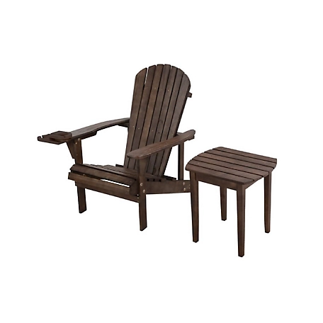 W Unlimited Earth Collection Adirondack Chair Set with Phone and Cup Holder, Includes 1 Chair and 1 End Table